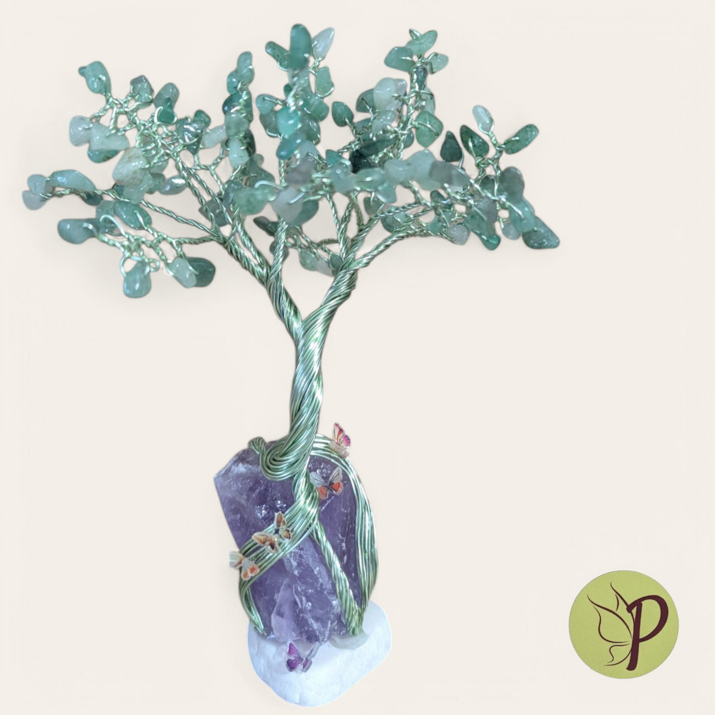 #179 - Green Aventurine on Amethyst w/ Butterflies