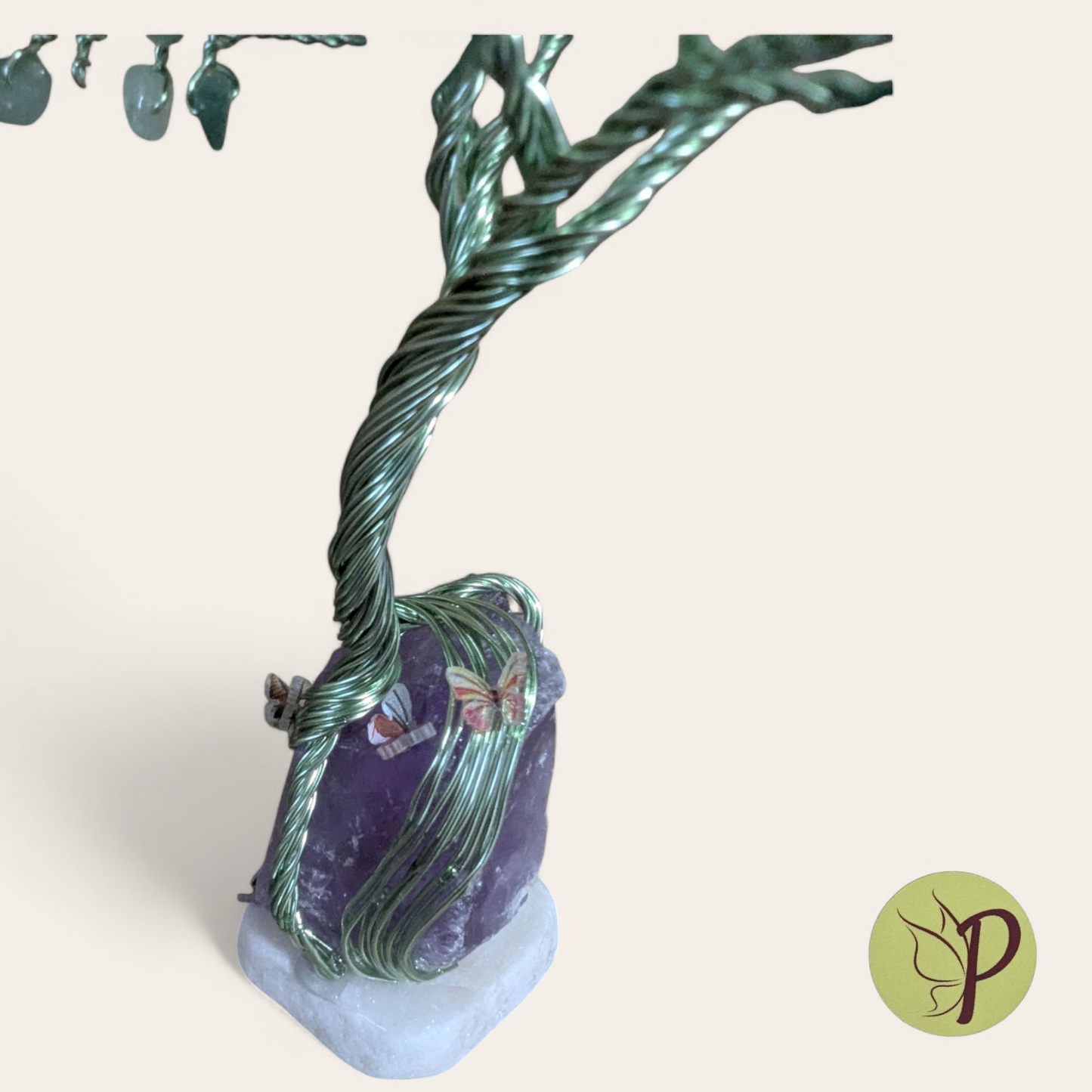#179 - Green Aventurine on Amethyst w/ Butterflies
